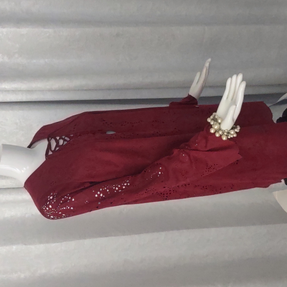 David Bitton Buffalo Dress Merlot Everitt Tie Lace Neck Eyelet New Women's Small
